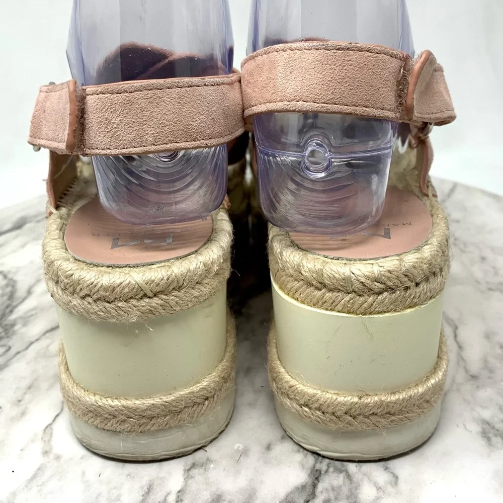 Marc Fisher Gandy Crossover Pink Suede Platform Espadrilles 8 Boho Coastal Chic